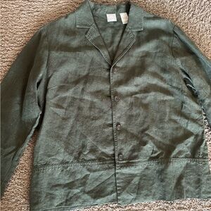 Liz Claiborne Olive Button-Front vintage linen Shirt Jacket